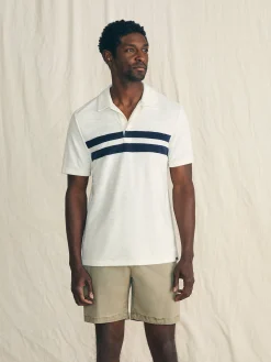 Faherty Brand Cabana Towel Terry Surf Stripe Polo Shirt -^ Polo Shirts