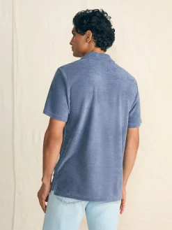 Faherty Brand Cabana Towel Terry Surf Stripe Polo Shirt -^ Polo Shirts