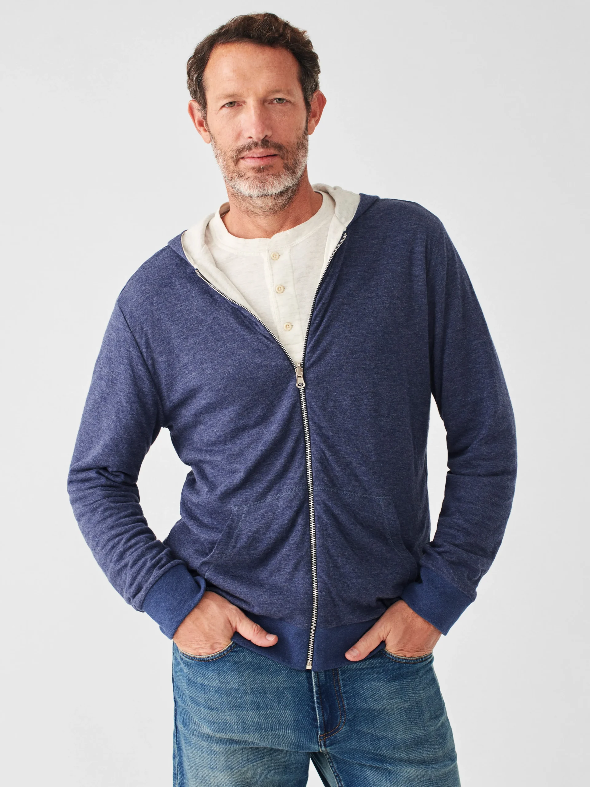 Faherty Brand Cloud Cotton Reversible Zip Hoodie -^ Hoodies & Sweatshirts