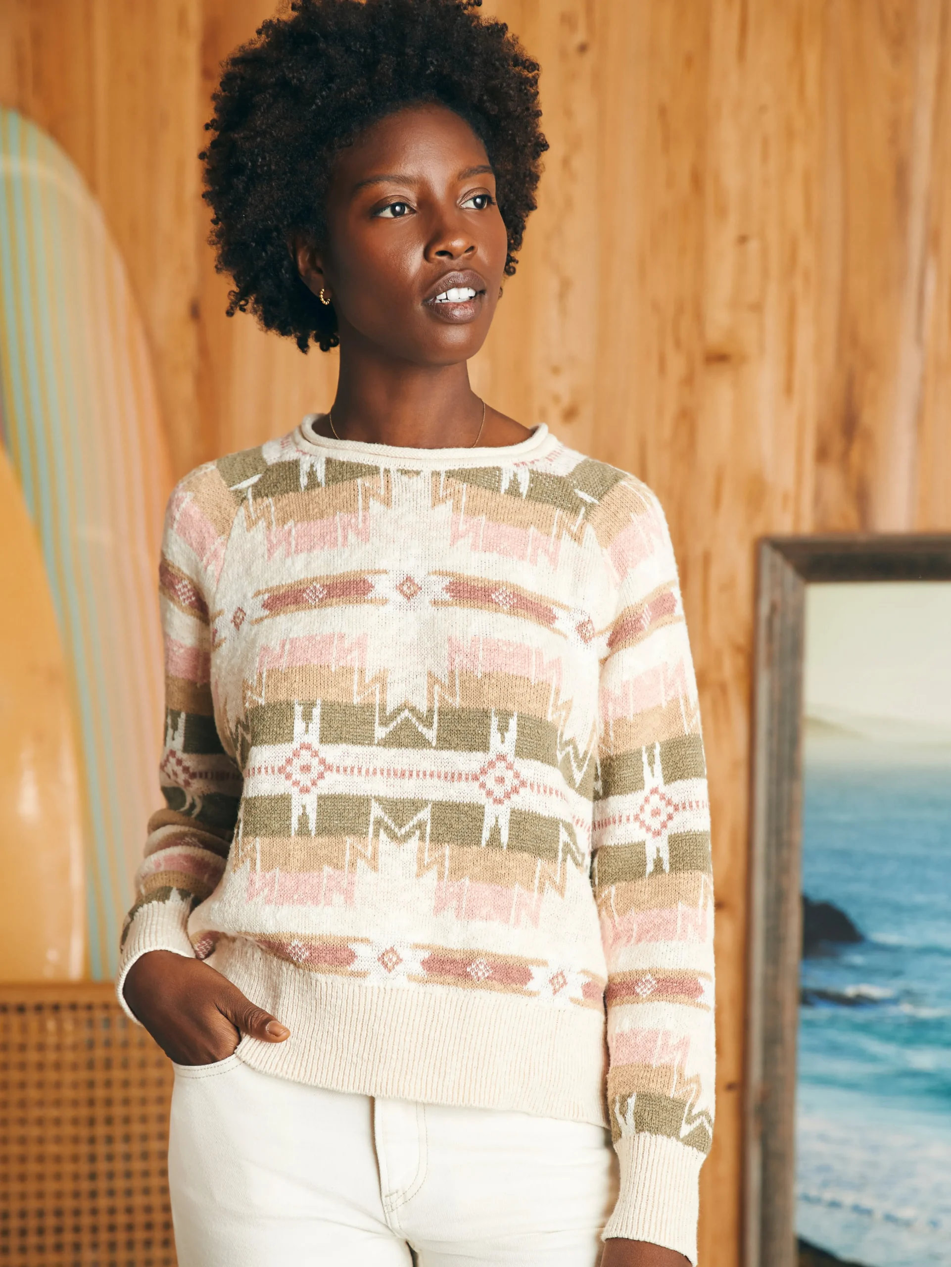 Faherty Brand Doug Good Feather Cotton Slub Pullover -^Women Sweaters