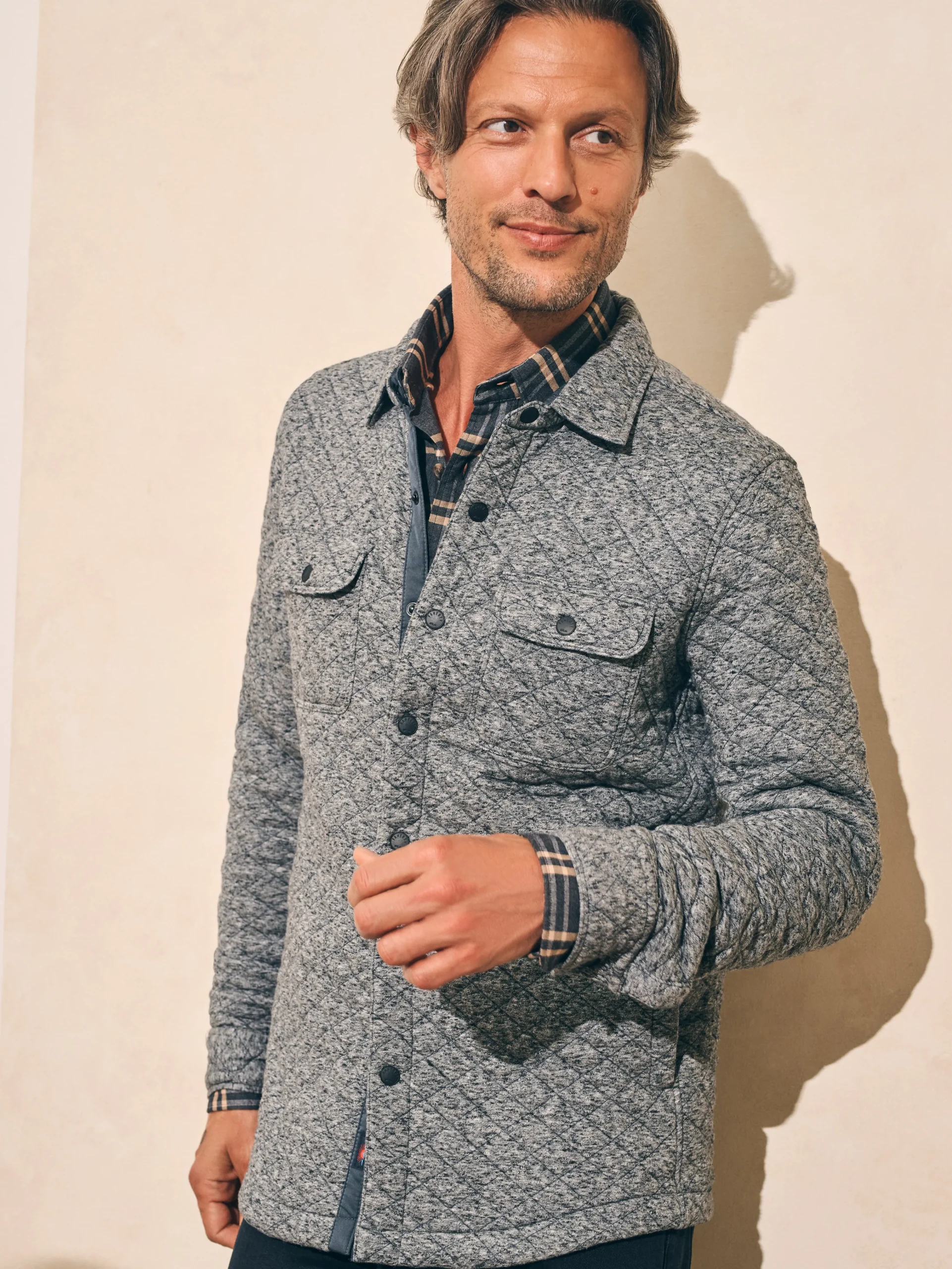Faherty Brand Epic Quilted Fleece CPO -^ Jackets & Vests