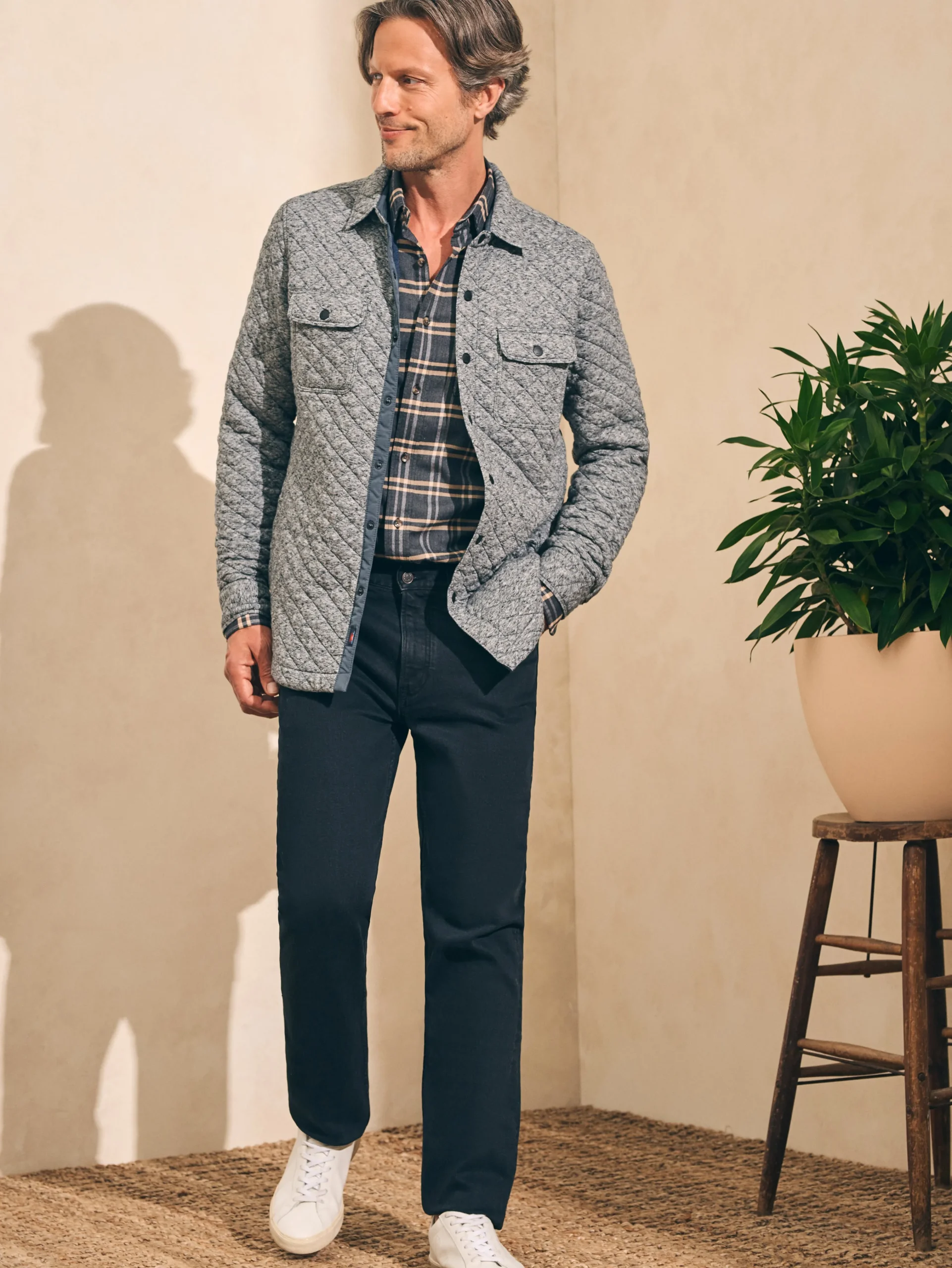 Faherty Brand Epic Quilted Fleece CPO (Tall) -^ Jackets & Vests