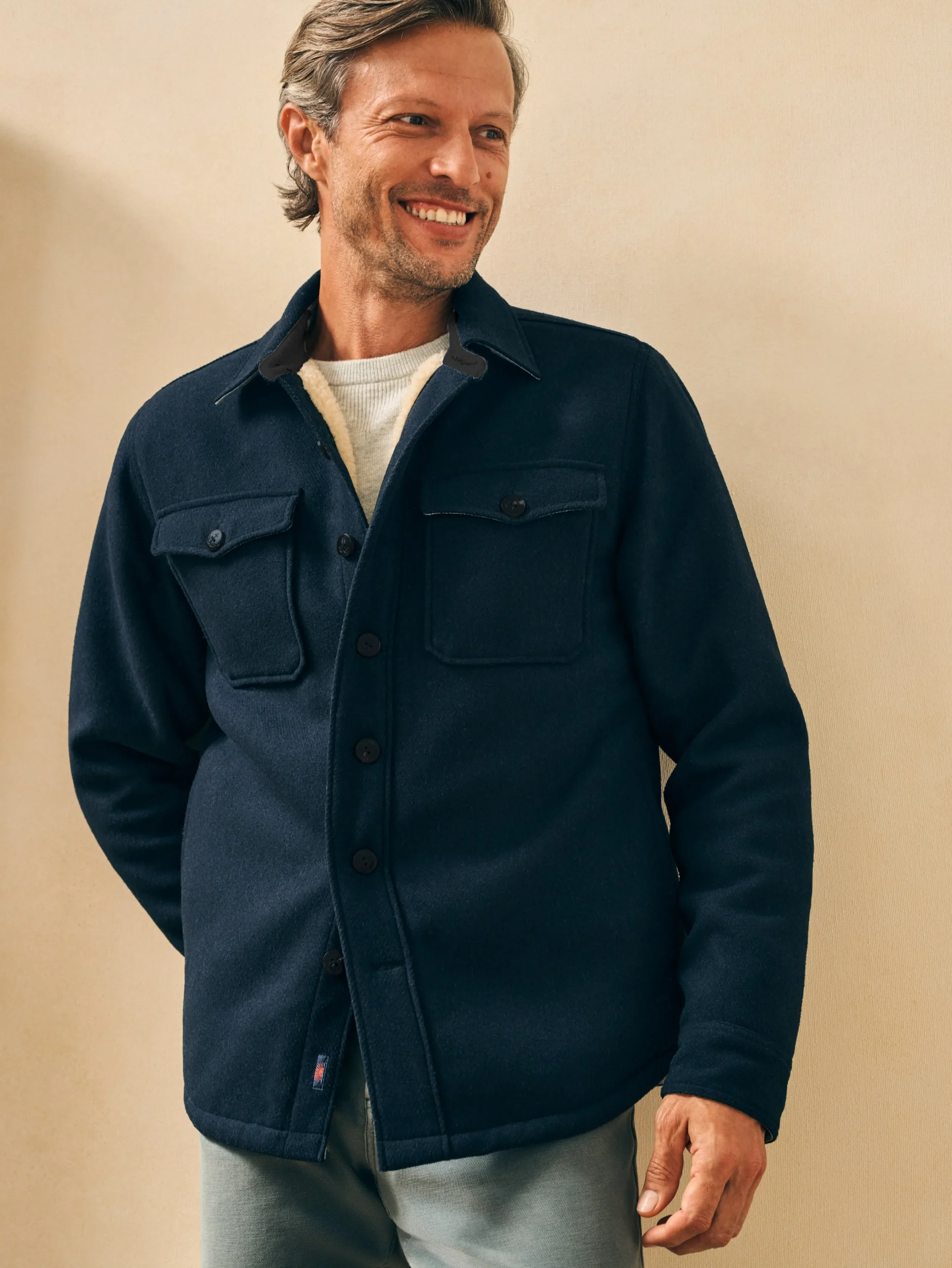 Faherty Brand High Pile Fleece Lined Wool CPO -^ Jackets & Vests