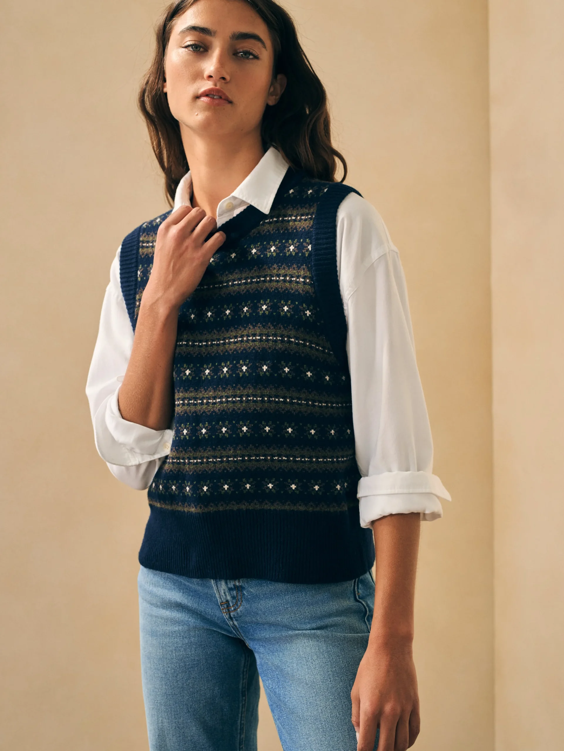 Faherty Brand Highland Fair Isle Sweater Vest -^Women Sweaters
