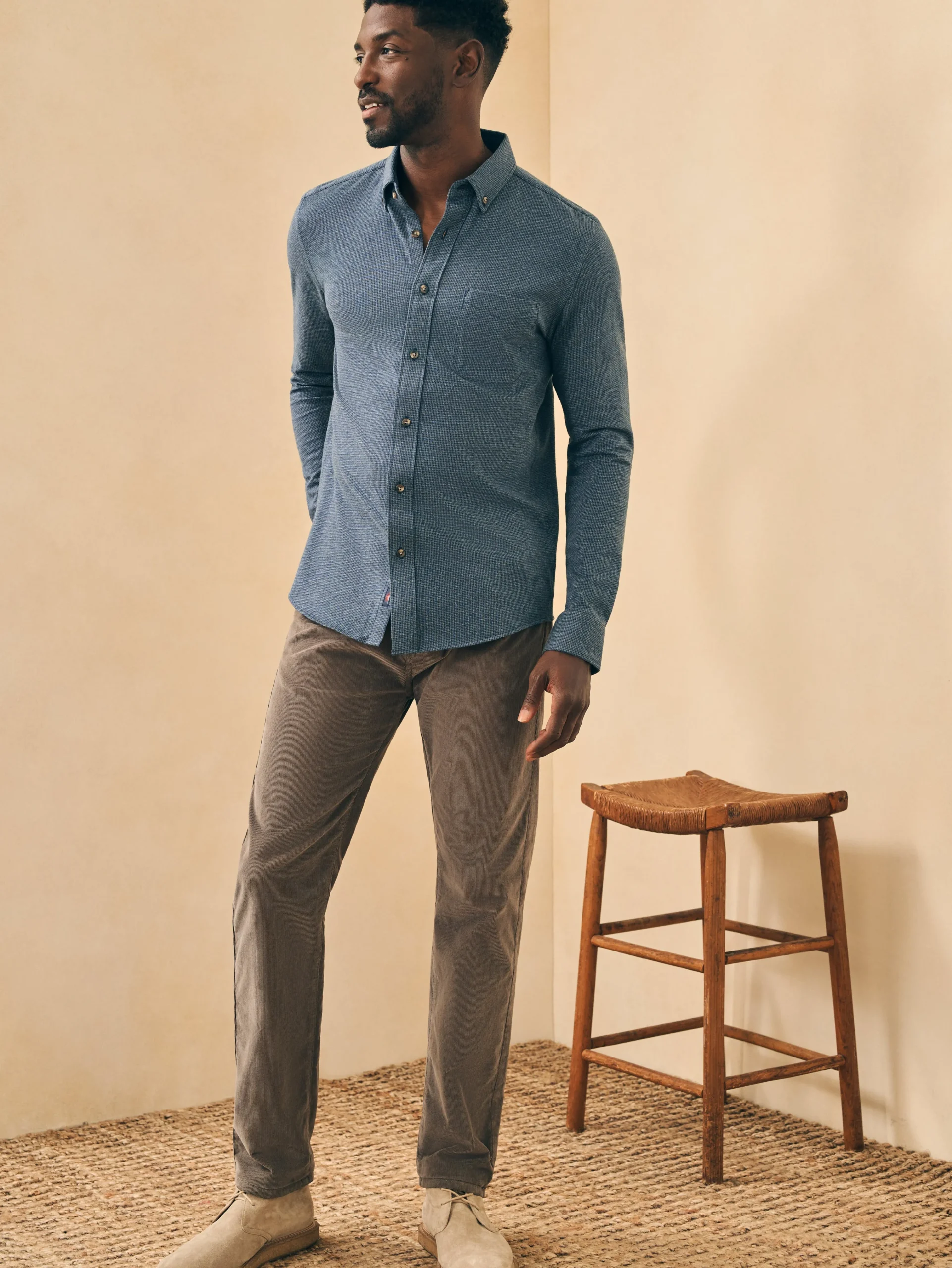 Faherty Brand Houndstooth Knit Shirt -^ Shirts