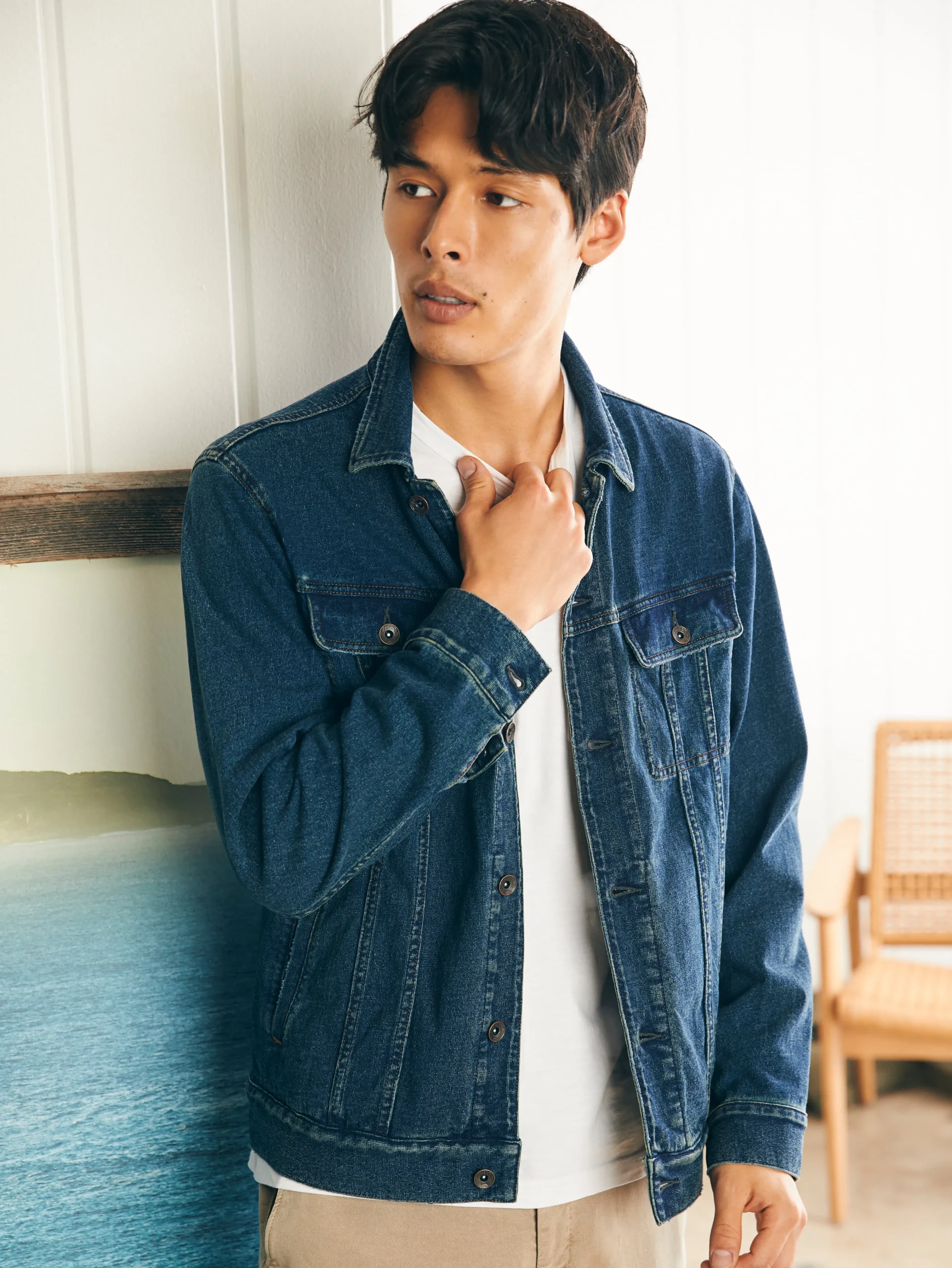 Faherty Brand Jersey Trucker Jacket -^ Jackets & Vests