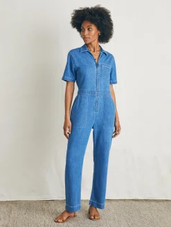 Faherty Brand Linen Denim Jumpsuit -^Women Dresses|Overalls & Jumpsuits