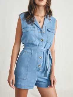 Faherty Brand Linen Denim Romper -^Women Dresses|Overalls & Jumpsuits
