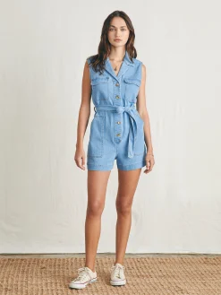 Faherty Brand Linen Denim Romper -^Women Dresses|Overalls & Jumpsuits