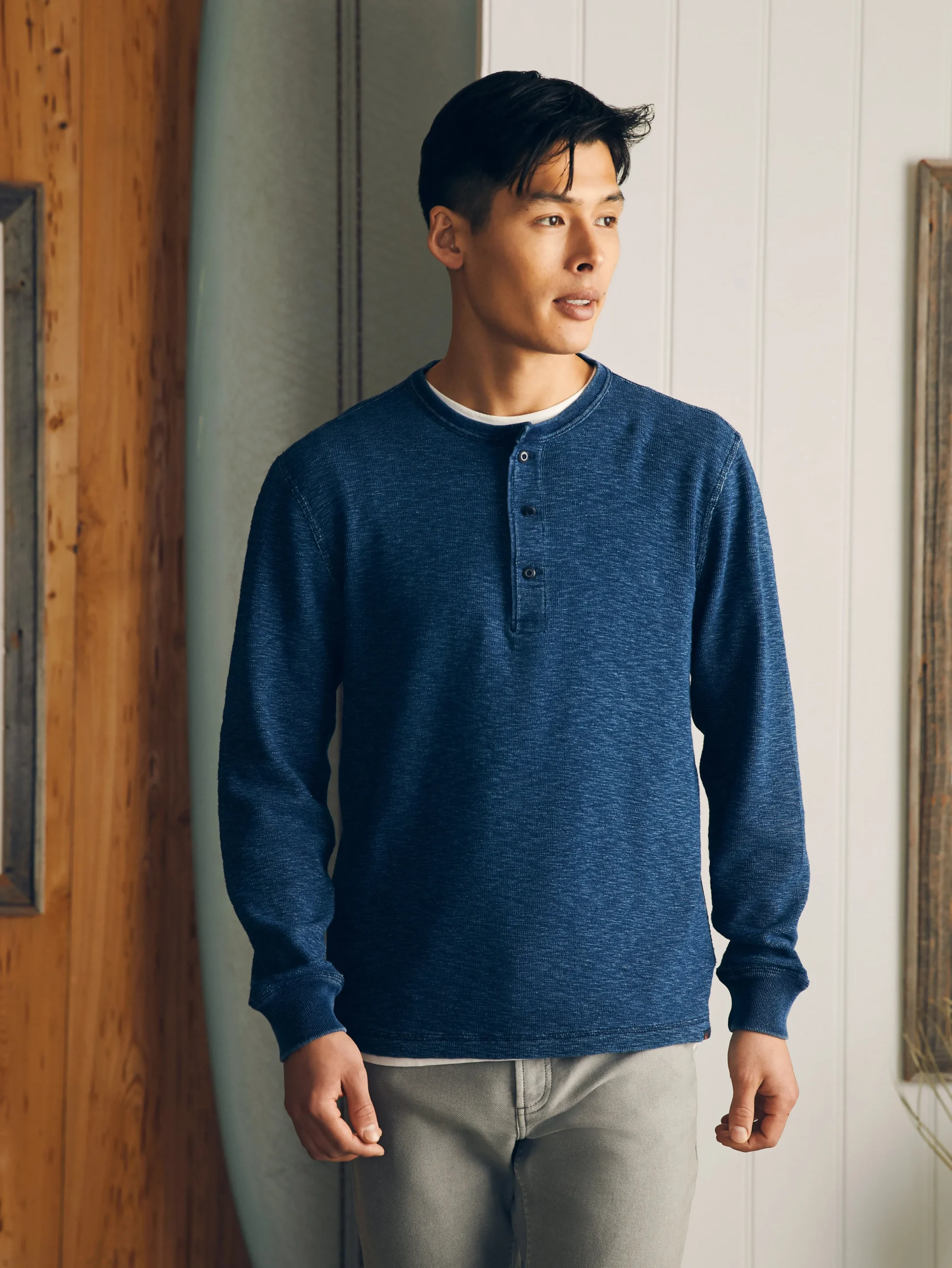 Faherty Brand Long-Sleeve Indigo Henley -^ T-Shirts & Henleys