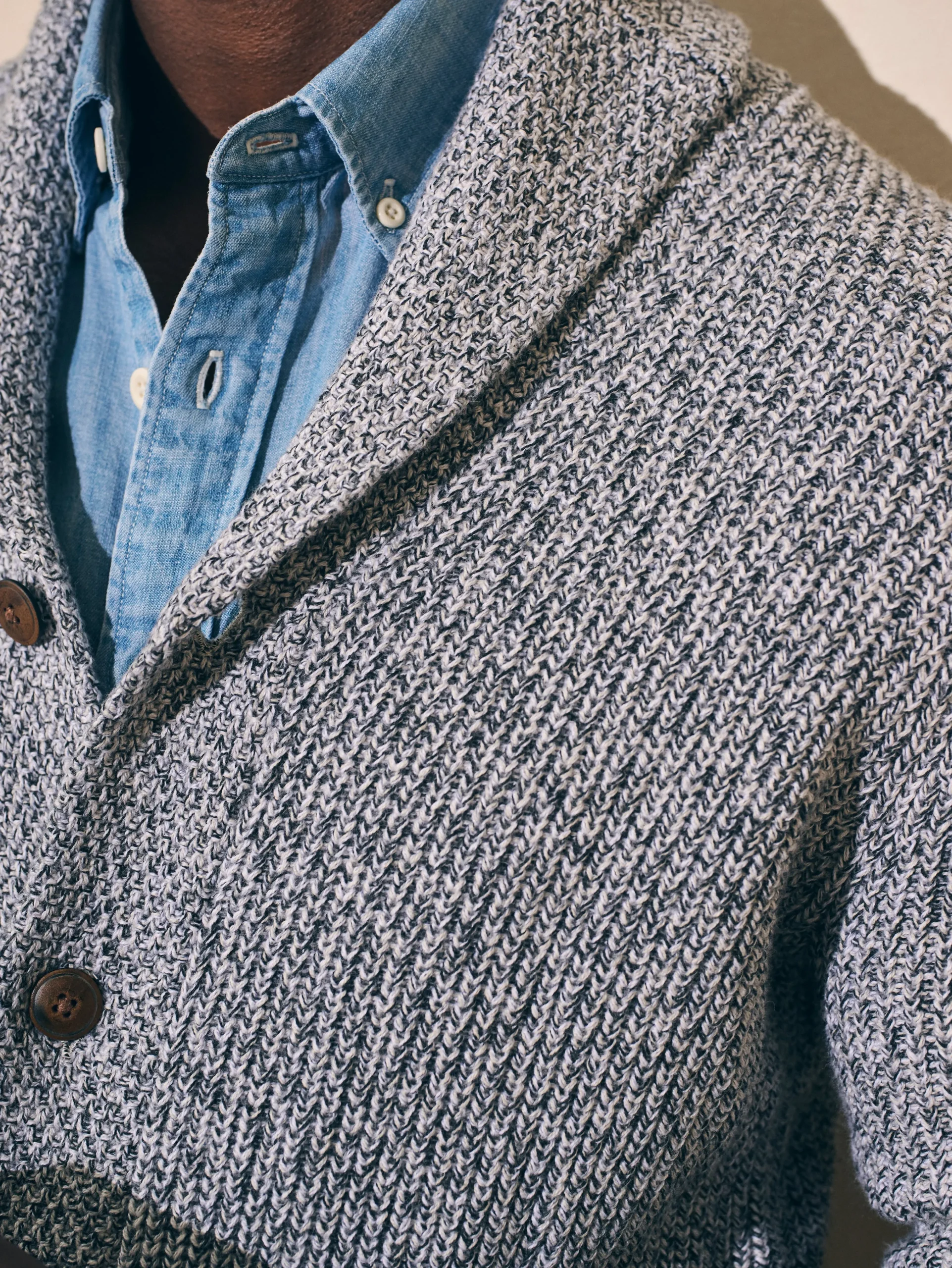 Faherty Brand Marled Cotton Cardigan -^ Sweaters