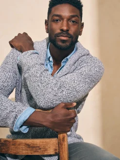 Faherty Brand Marled Cotton Cardigan -^ Sweaters