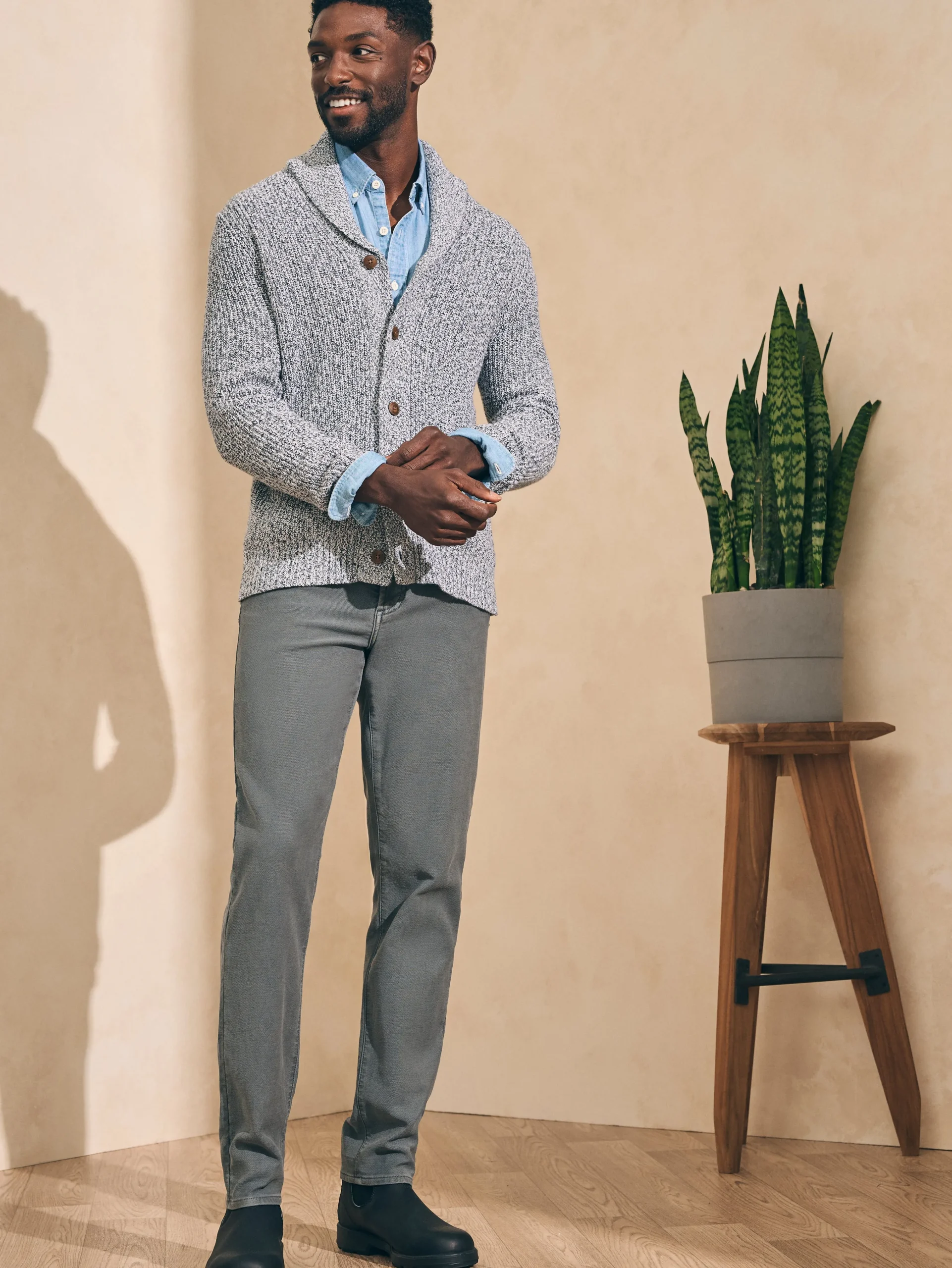 Faherty Brand Marled Cotton Cardigan -^ Sweaters