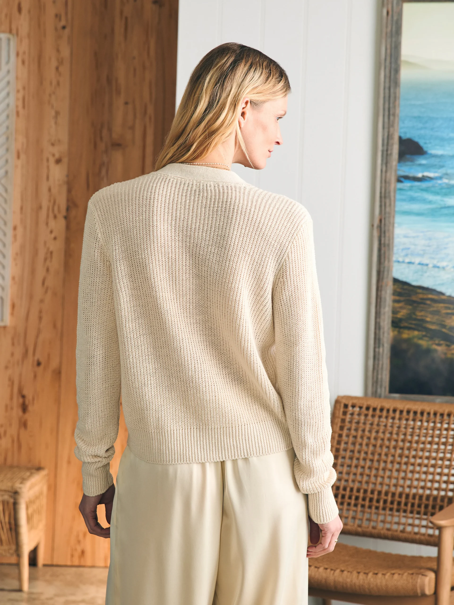 Faherty Brand Miramar Linen Cardigan -^Women Sweaters