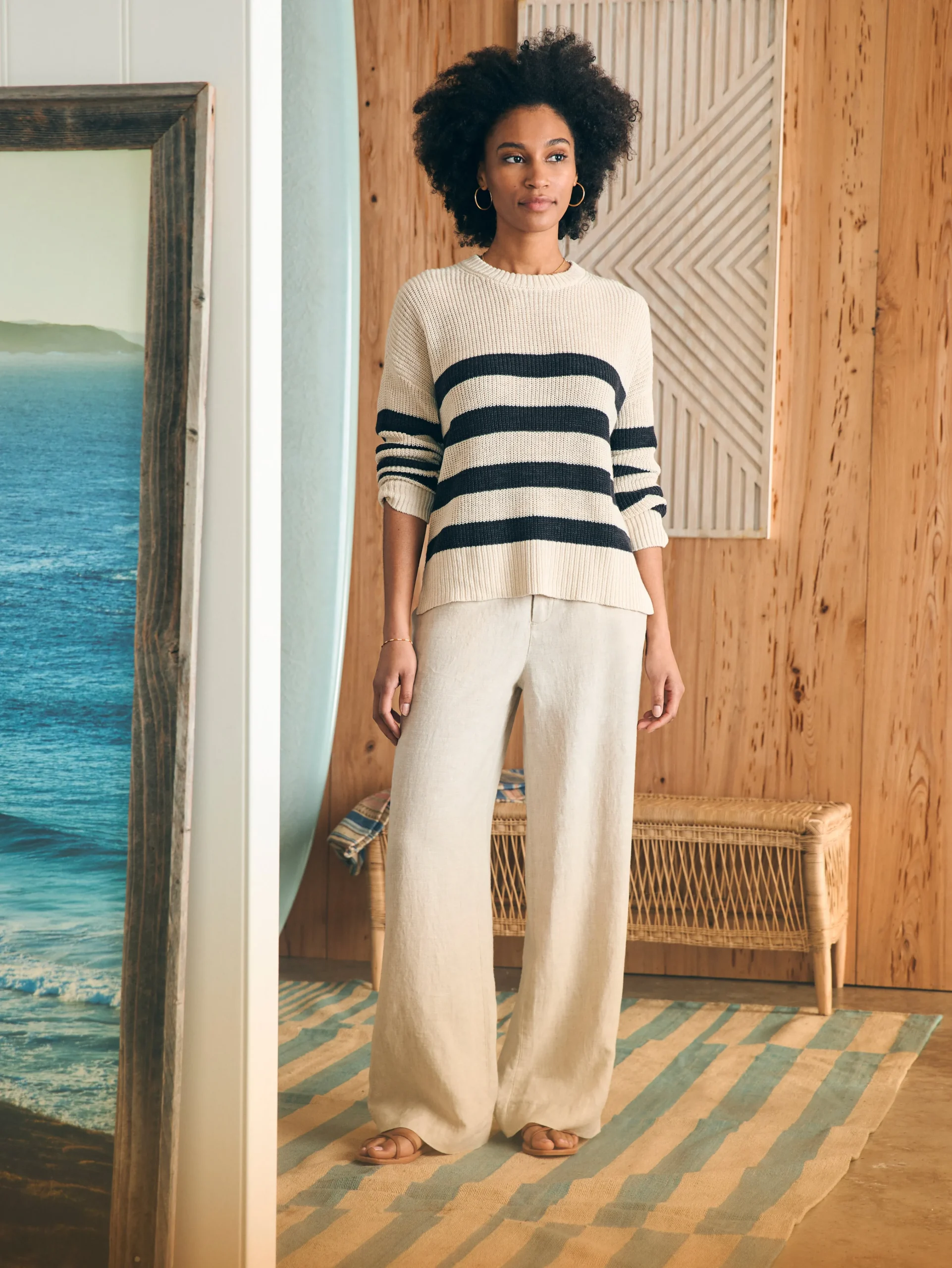 Faherty Brand Miramar Linen Crew Sweater -^Women Sweaters