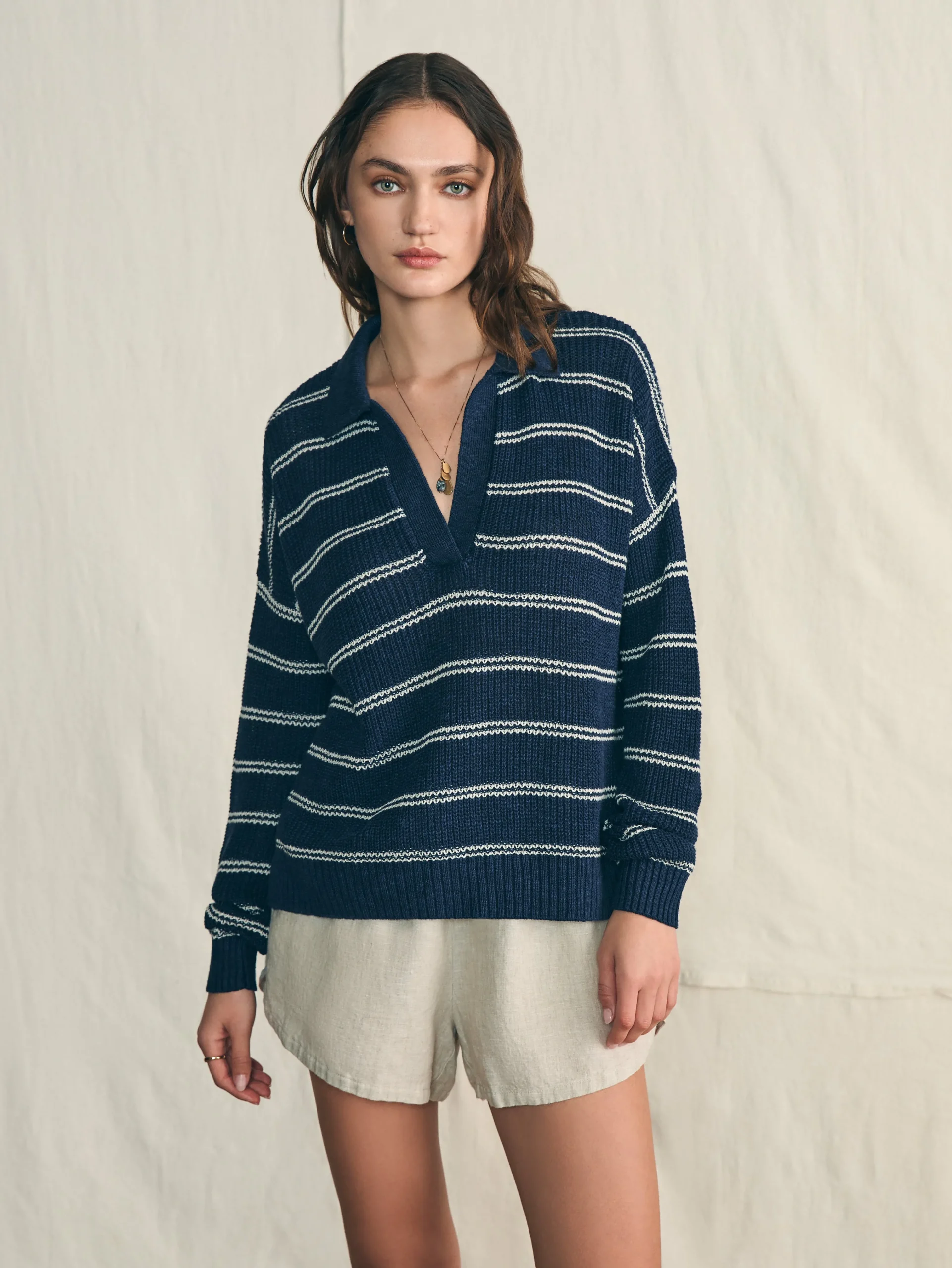 Faherty Brand Miramar Linen Polo -^Women Sweaters