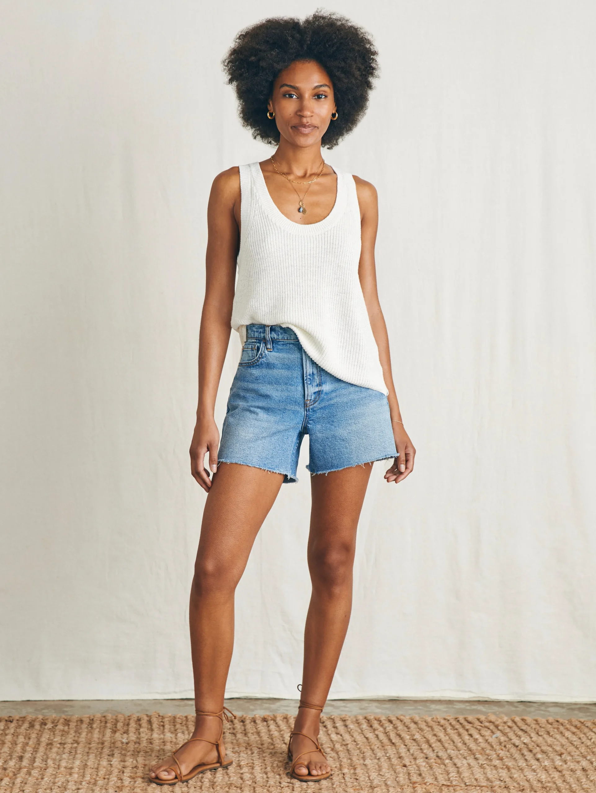 Faherty Brand Miramar Linen Scoop Neck Tank -^Women Sweaters
