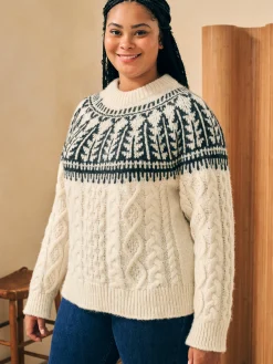 Faherty Brand Native Knitter Frost Fair Isle Crew -^Women Sweaters