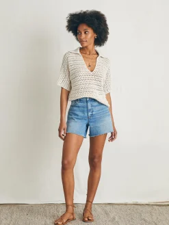 Faherty Brand Nusa Crochet Polo Sweater -^Women Sweaters