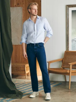 Faherty Brand Organic Cotton Slim Straight Denim (32" Inseam) -^ Pants