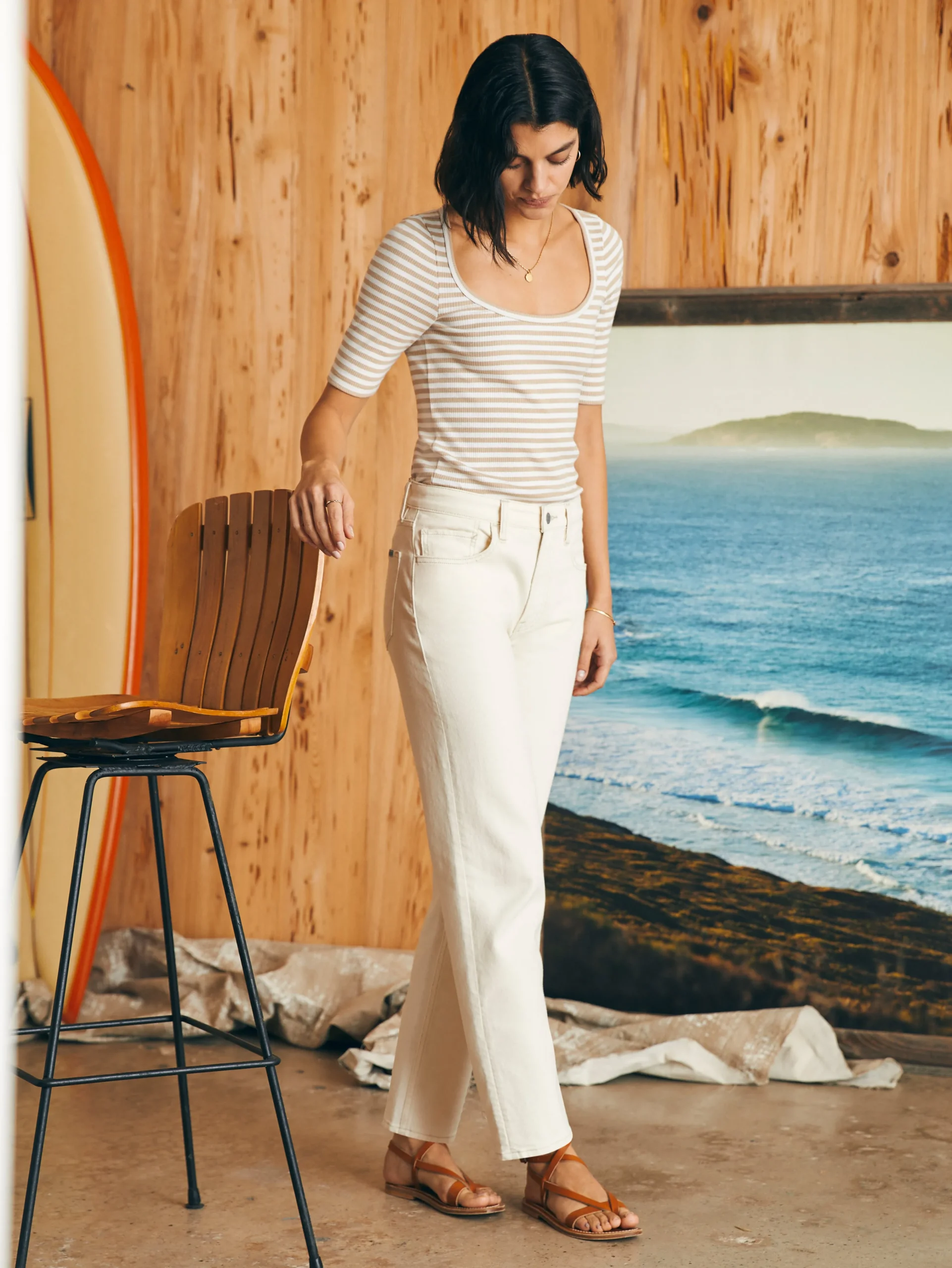 Faherty Brand Organic Cotton Slim Straight Ankle Denim -^Women Pants|Jeans