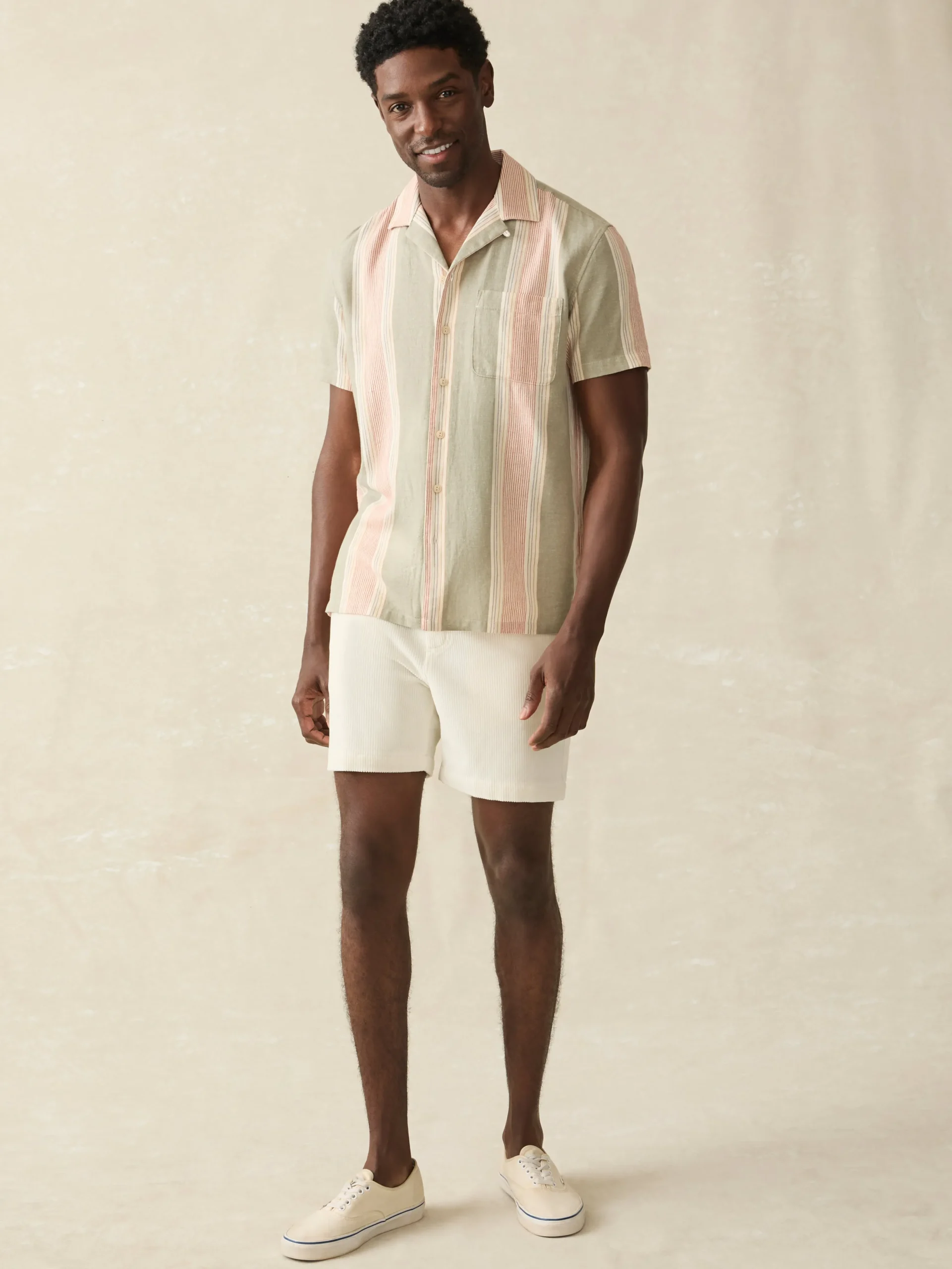Faherty Brand Short-Sleeve Hemp Blend Camp Shirt -^ Shirts