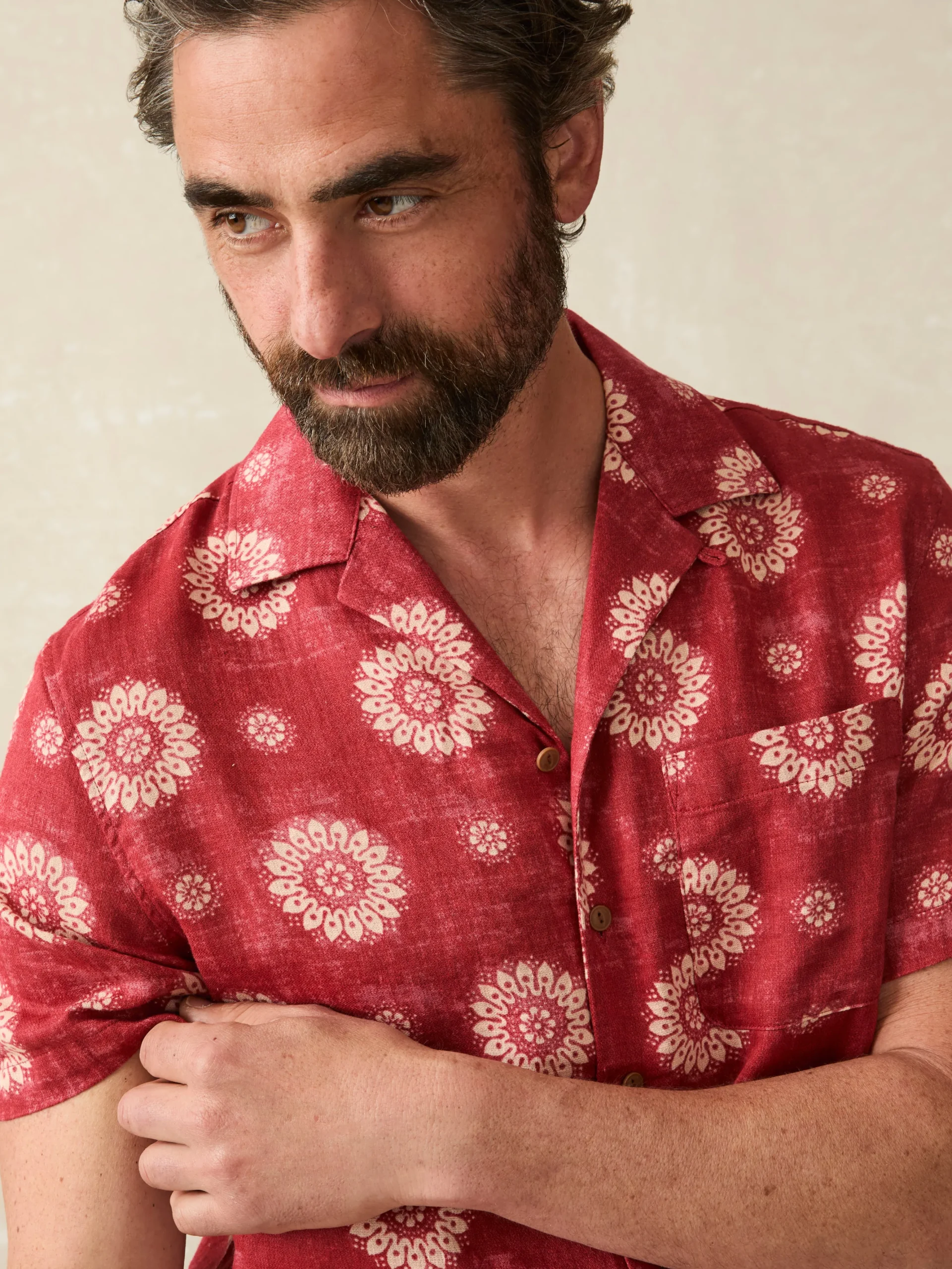 Faherty Brand Short-Sleeve Hemp Blend Camp Shirt -^ Shirts