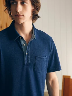 Faherty Brand Short-Sleeve Indigo Polo Shirt -^ Polo Shirts