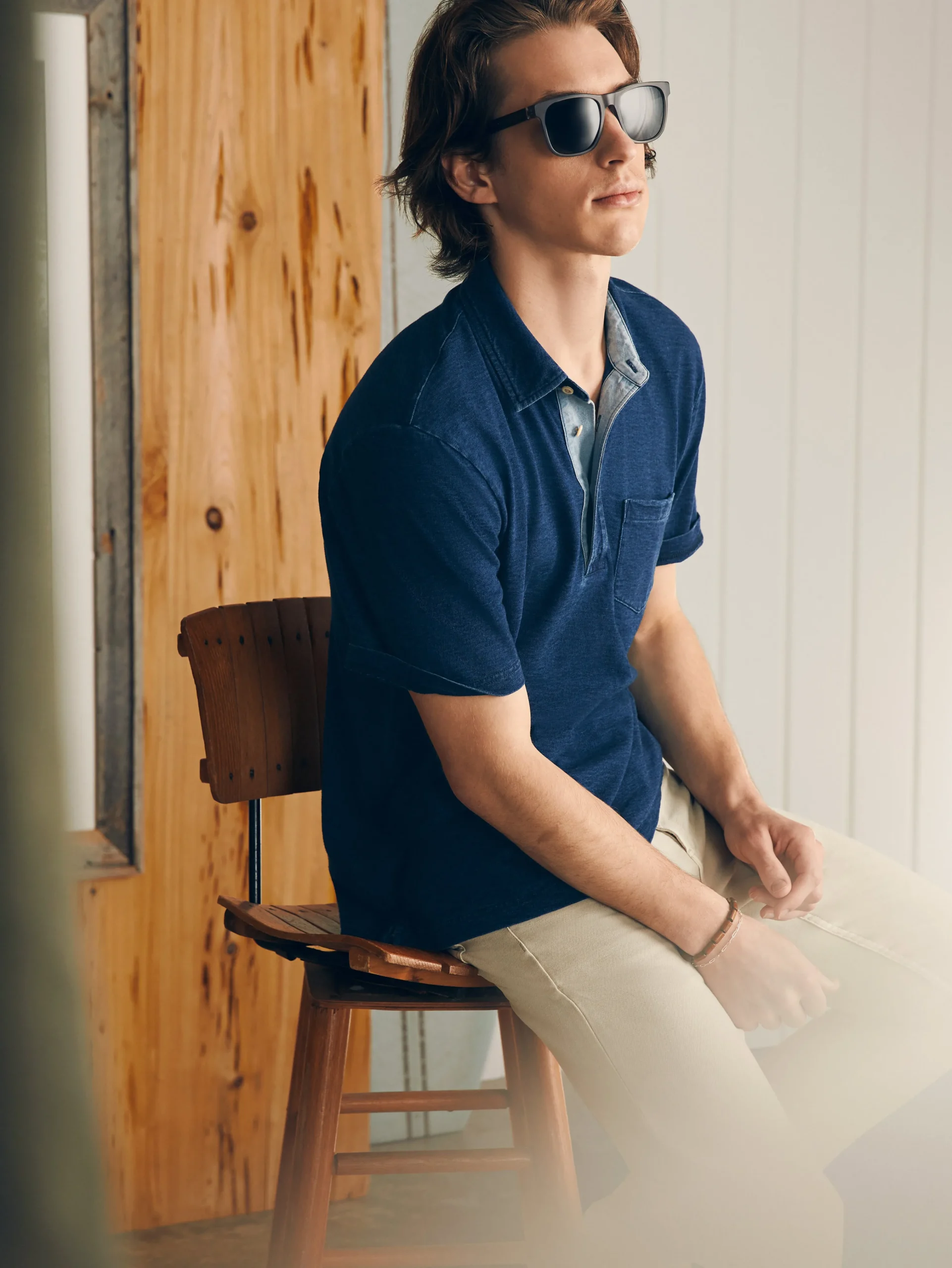 Faherty Brand Short-Sleeve Indigo Polo Shirt -^ Polo Shirts