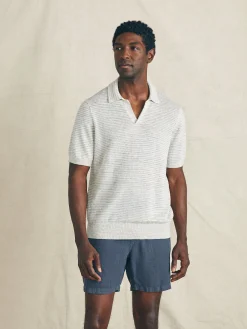 Faherty Brand Short-Sleeve Linen Sweater Polo -^ Sweaters