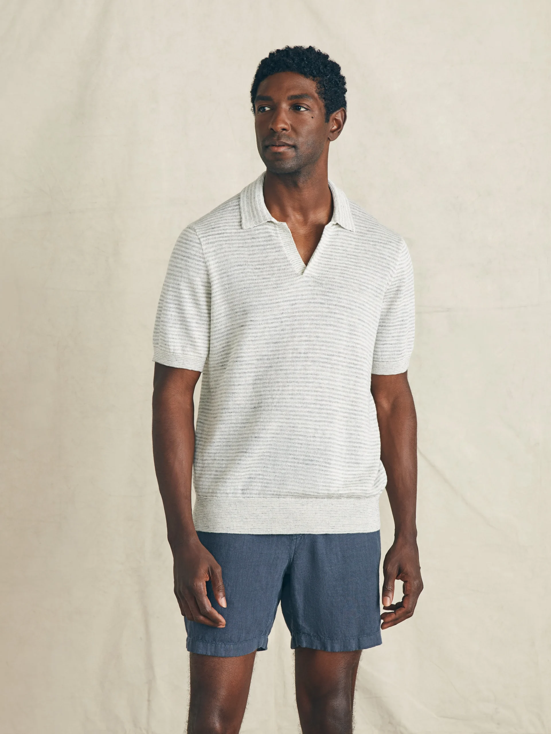 Faherty Brand Short-Sleeve Linen Sweater Polo -^ Sweaters