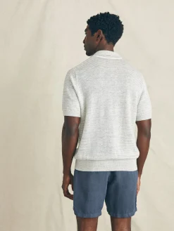 Faherty Brand Short-Sleeve Linen Sweater Polo -^ Sweaters