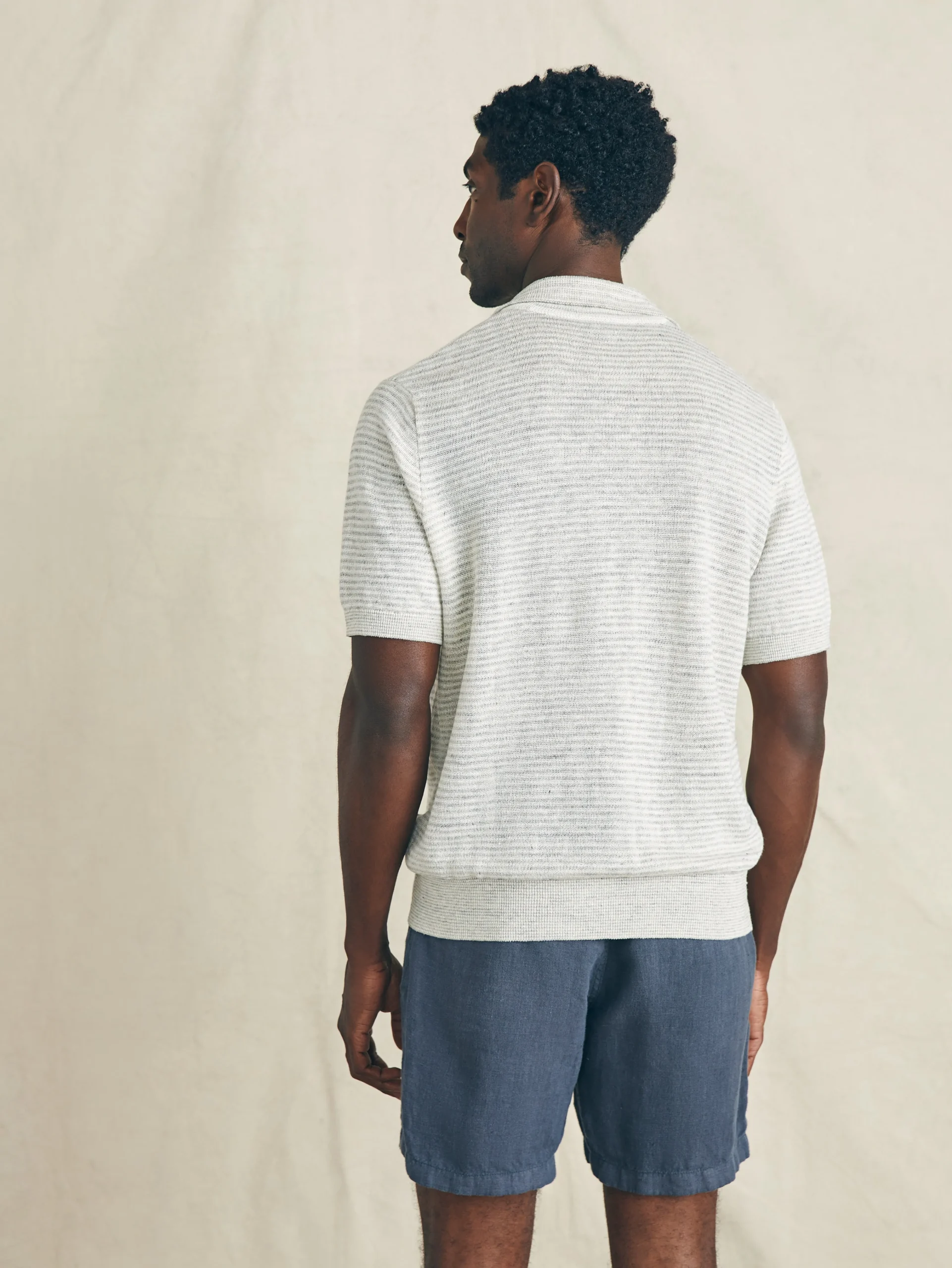 Faherty Brand Short-Sleeve Linen Sweater Polo -^ Sweaters