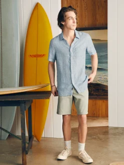 Faherty Brand Short-Sleeve Palma Linen Shirt (Tall) -^ Shirts