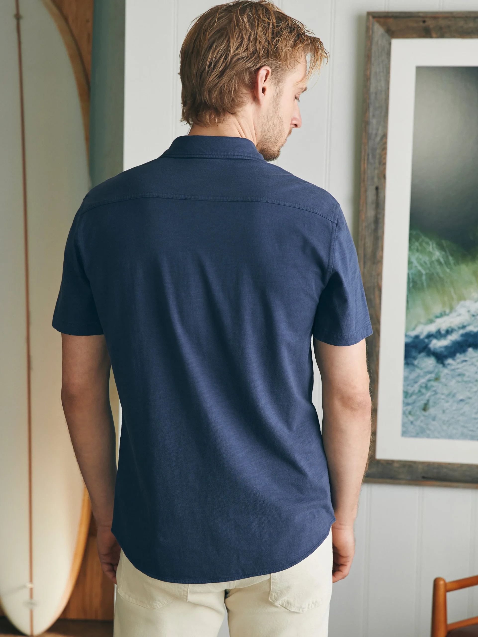 Faherty Brand Short-Sleeve Sunwashed Knit Shirt (Single Pocket) -^ Shirts