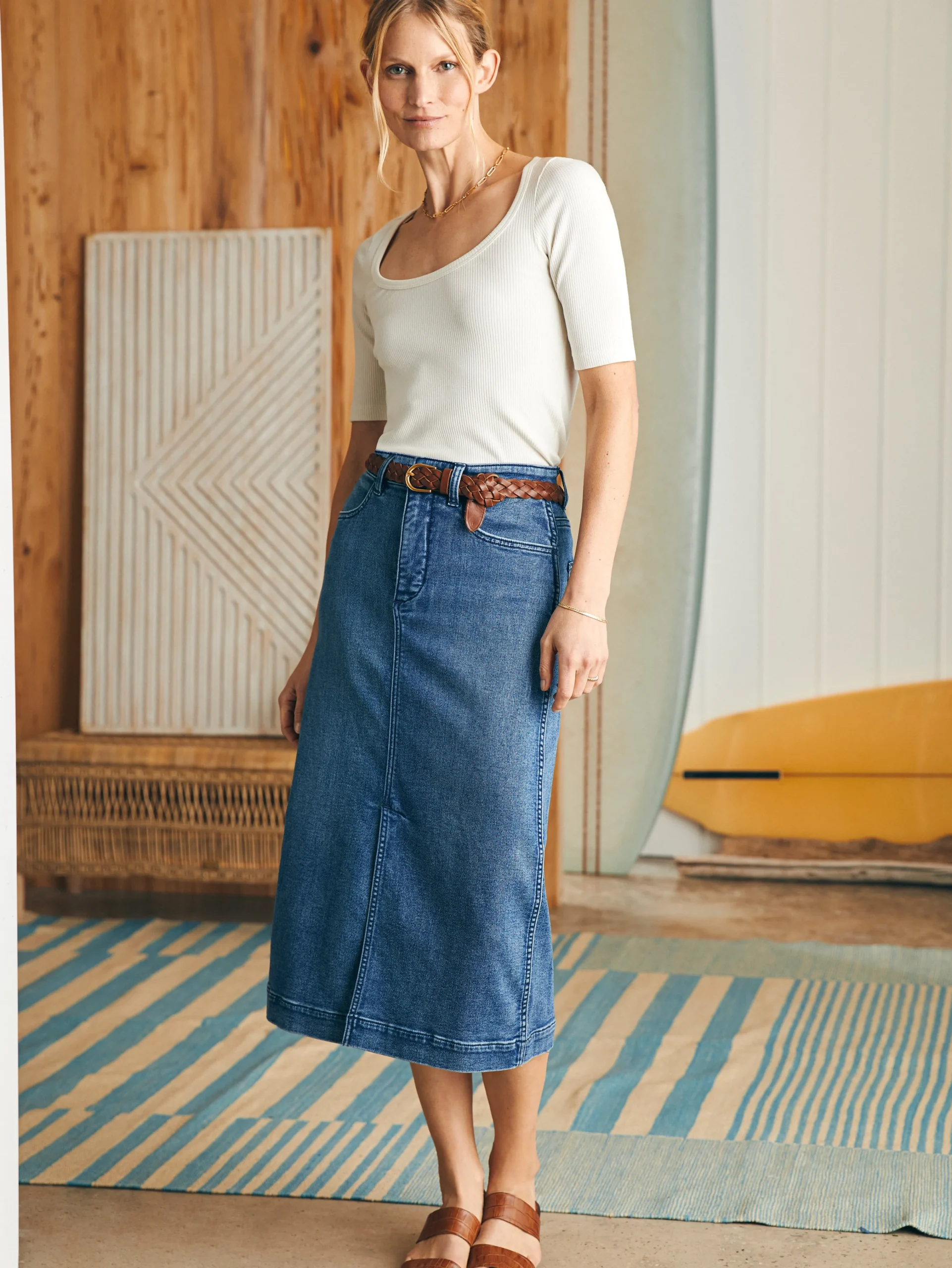 Faherty Brand Stretch Terry Midi Skirt -^Women Shorts & Skirts