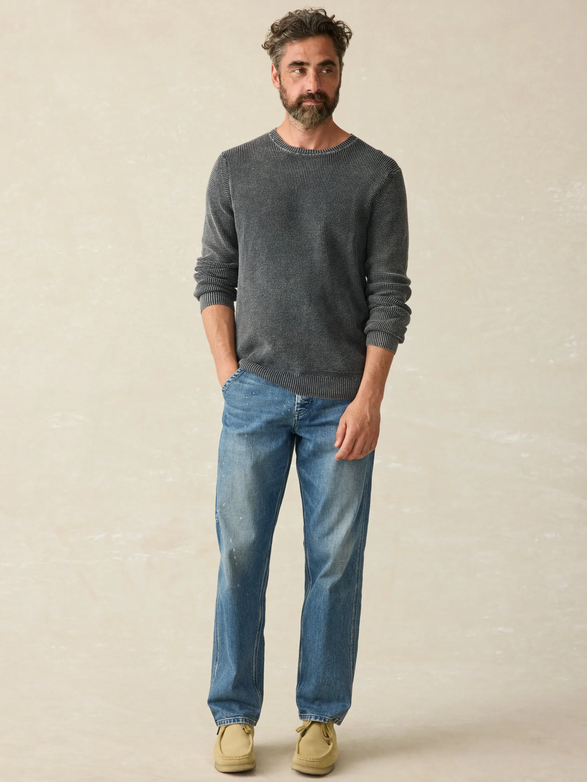 Faherty Brand Sunwashed Crewneck Sweater (Tall) -^ Sweaters