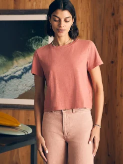 Faherty Brand Sunwashed Cropped Crew Tee -^Women T-Shirts