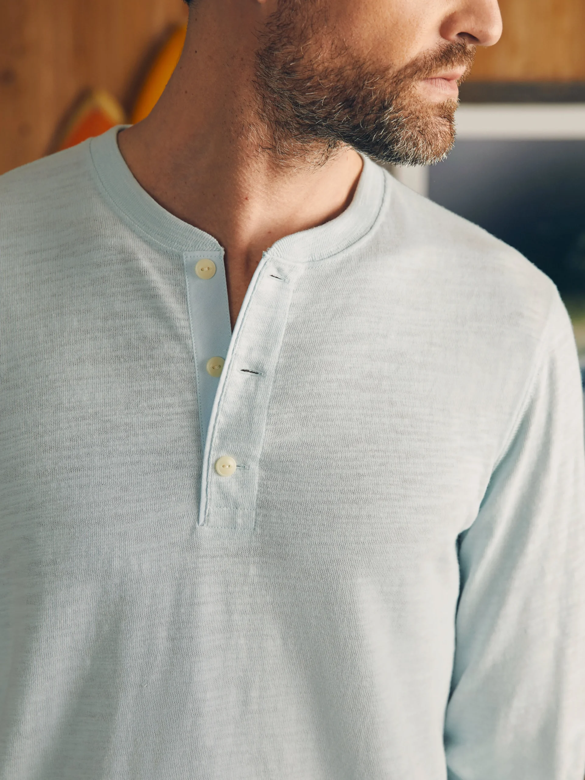 Faherty Brand Sunwashed Slub Henley (Tall) -^ T-Shirts & Henleys