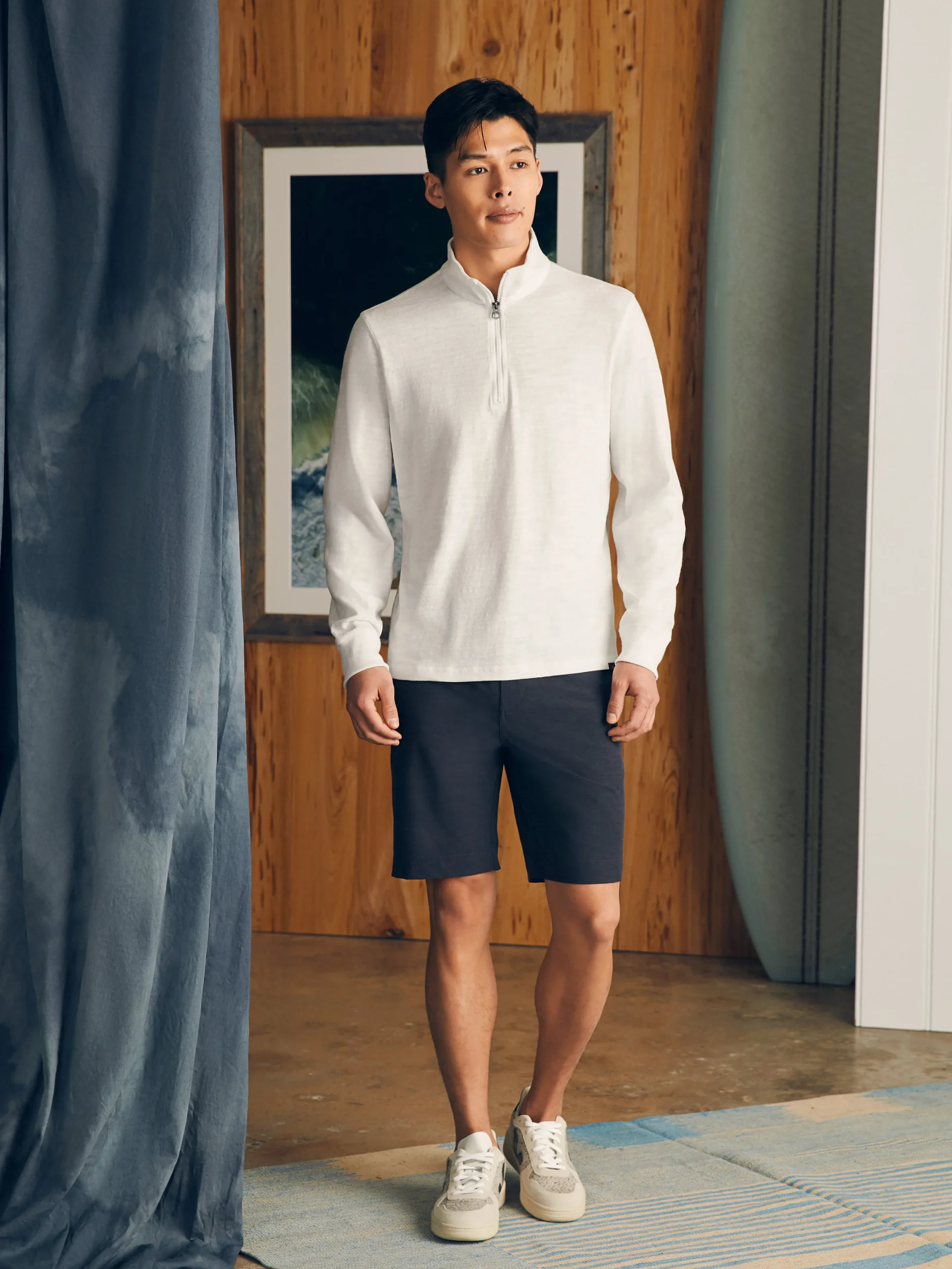 Faherty Brand Sunwashed Slub Quarter Zip (Tall) -^ Hoodies & Sweatshirts|Lounge