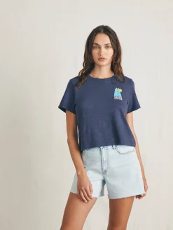 Faherty Brand Surfrider Sunwashed Cropped Tee -^Women T-Shirts