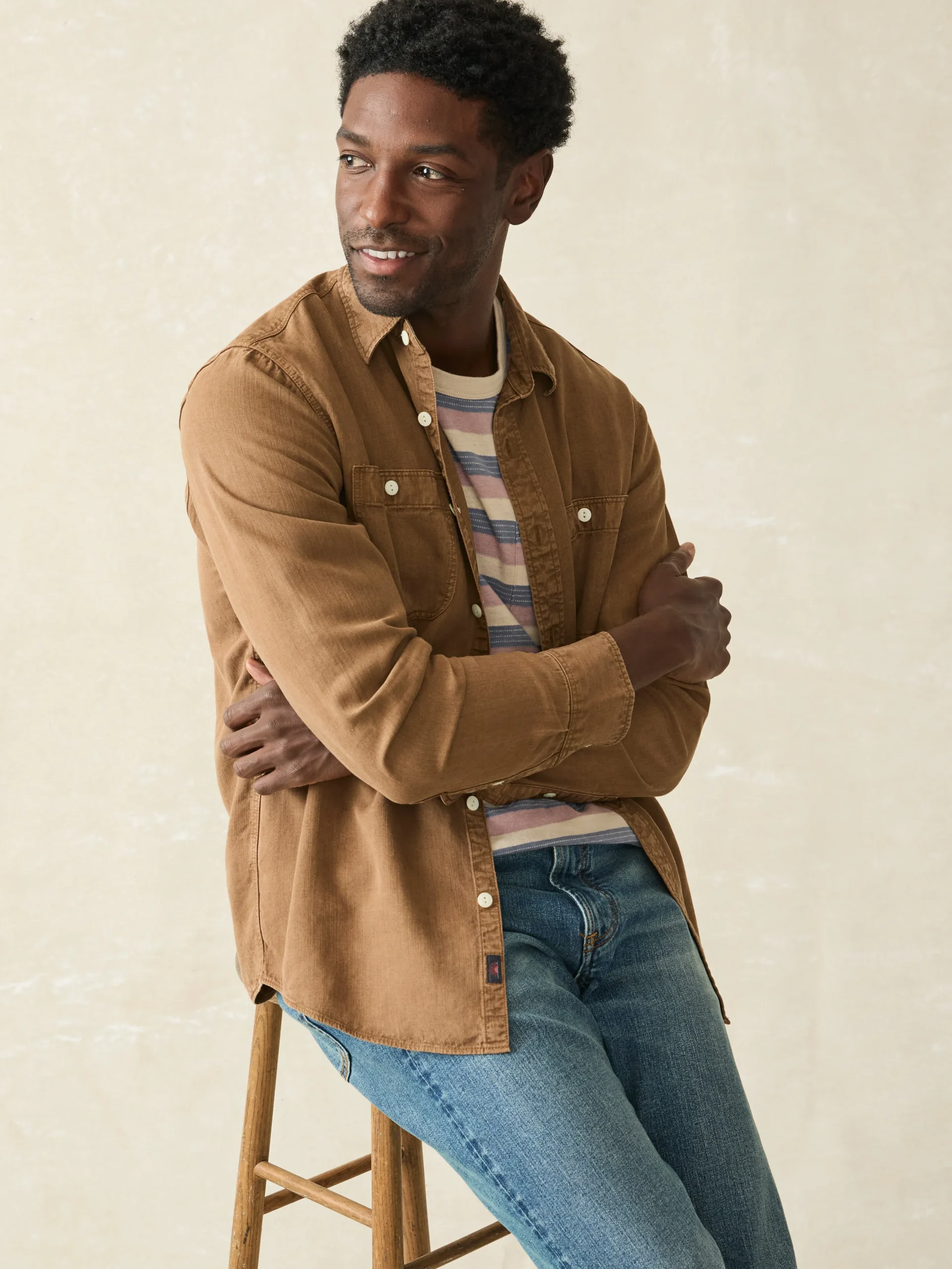 Faherty Brand Tried & True Chambray Workshirt -^ Shirts